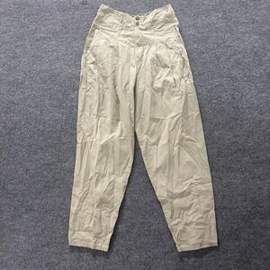 Essentials Sport Pants Womens Size 10 Beige Pleated High Waisted Cotton Tapered